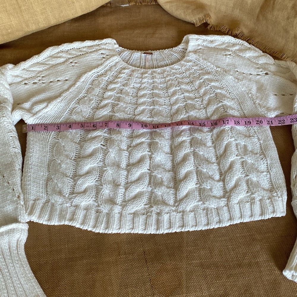 Free People Cream Cable Knit Scoop Neck Sweater - Picture 8 of 15